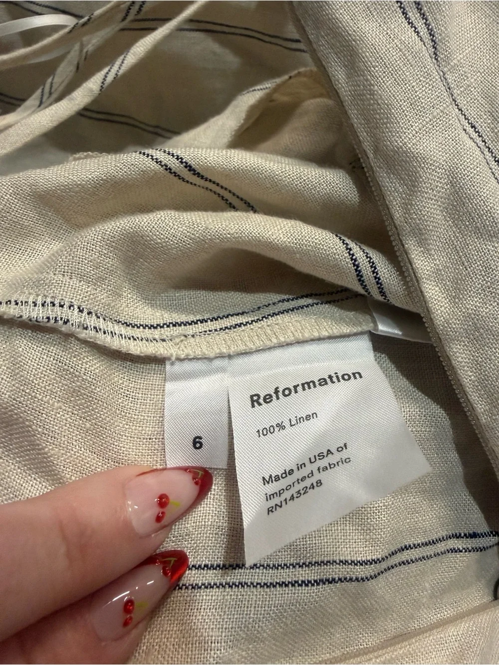 REFORMATION JAGER BEIGE LINEN STRIPED JUMPSUIT 6